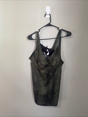 Lane Bryant Olive Green Snake-Print Swim Bikini Top